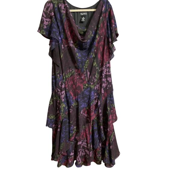 MAGGIE BARNES WO SIZE 28 FLOWEY DRESS PURPLE MAGENTA SEQUIN ACCENTS EUC - Picture 11 of 11